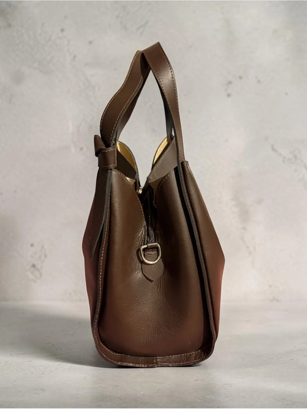 Classic Brown Leather Hobo Bag - Minimalist Women's Shoulder Bag